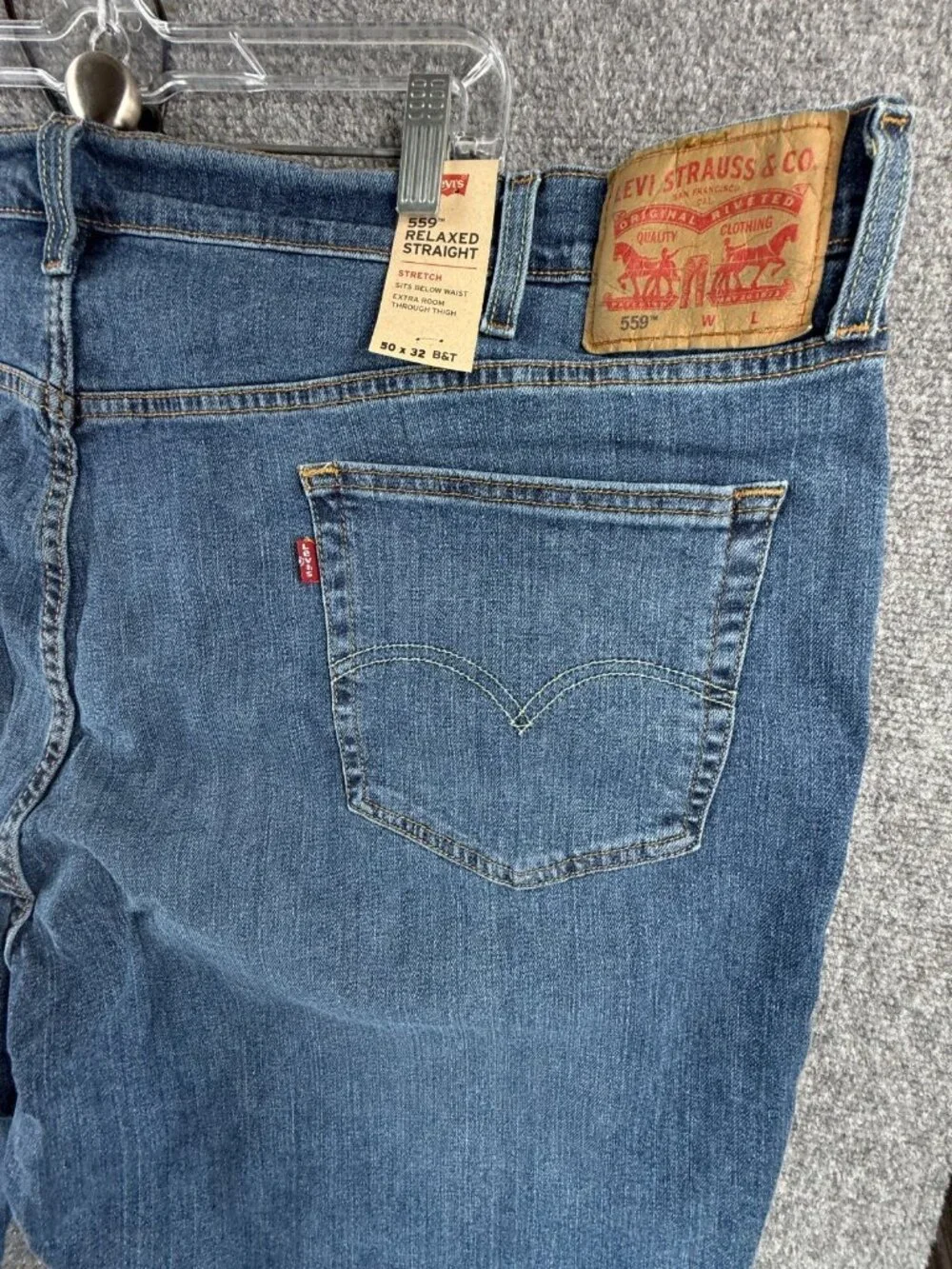 NWT Levis 559 Relaxed Straight Stretch Blue Denim Jeans Big Tall 50x32 Men